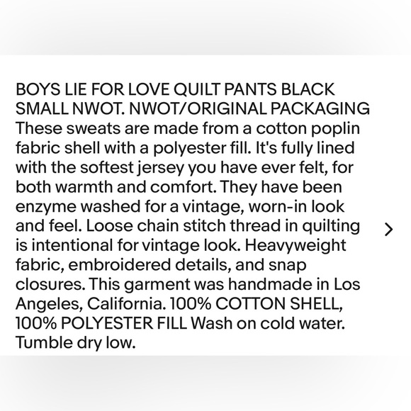 Boys Lie For Love quilt pants size Large - Picture 6 of 6